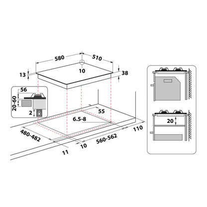 Hotpoint PPH 60G DF/IX Aço inoxidável Encastre 59 cm Gás 4 zona(s)