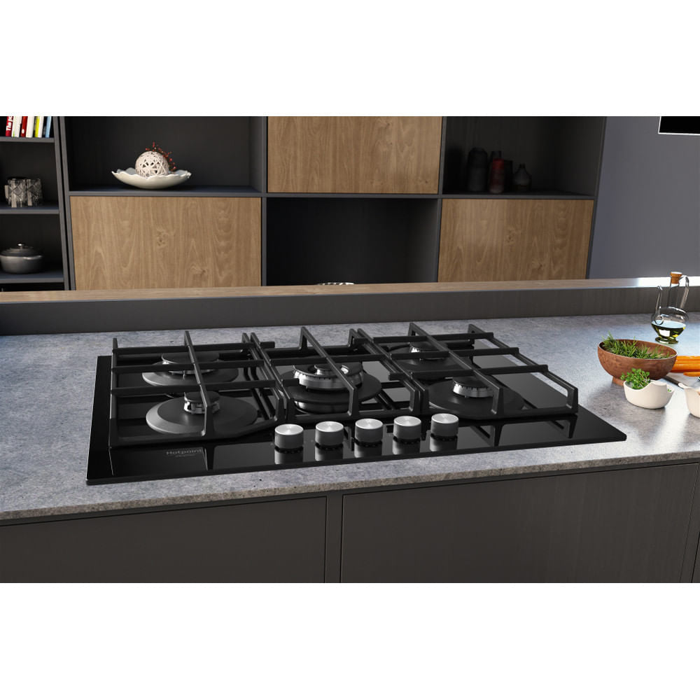 Hotpoint HAGS 72F/BK Preto Encastre 73 cm Gás 5 zona(s)