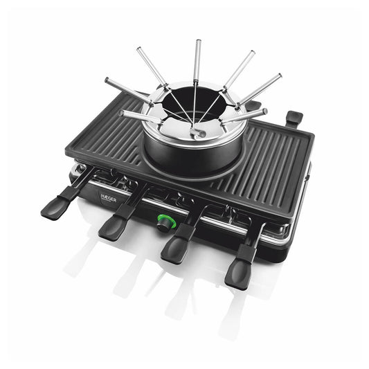 Conjunto Fondue, Grelhador e Raclette HAEGER Cool Dinner - Adequado para 8 Pessoas,1400W