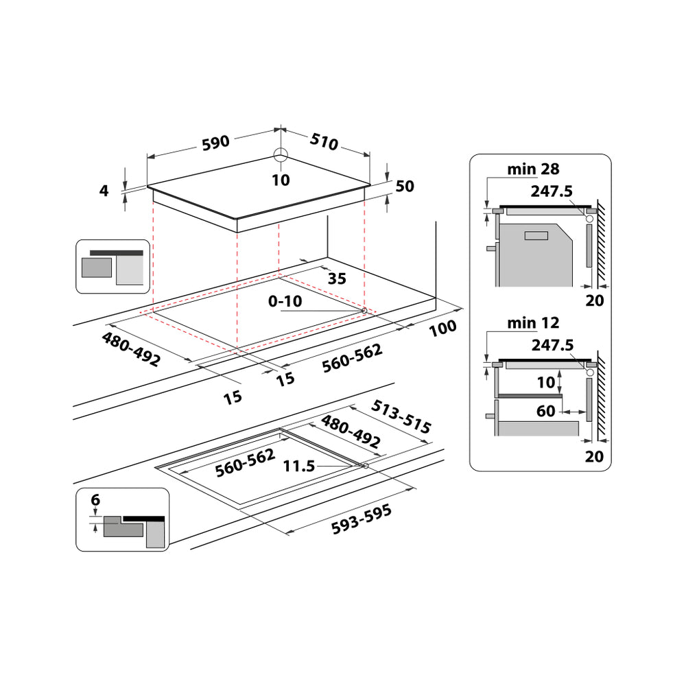 Hotpoint HQ 2960S NE Preto Encastre 58 cm Placa com zona de indução 4 zona(s)