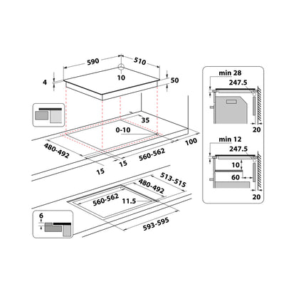 Hotpoint HQ 2960S NE Preto Encastre 58 cm Placa com zona de indução 4 zona(s)