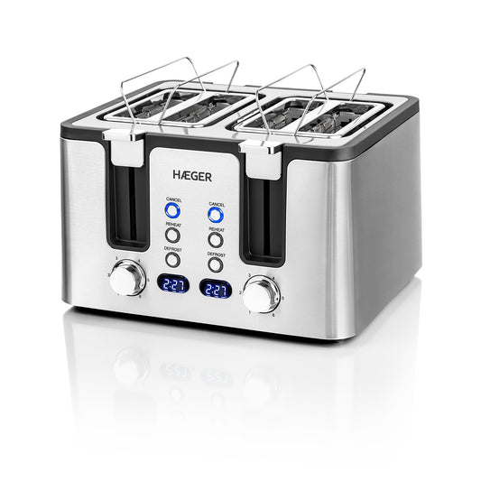 Torradeira HAEGER Otimus Toast - 4 Aberturas, 1700W, Inox