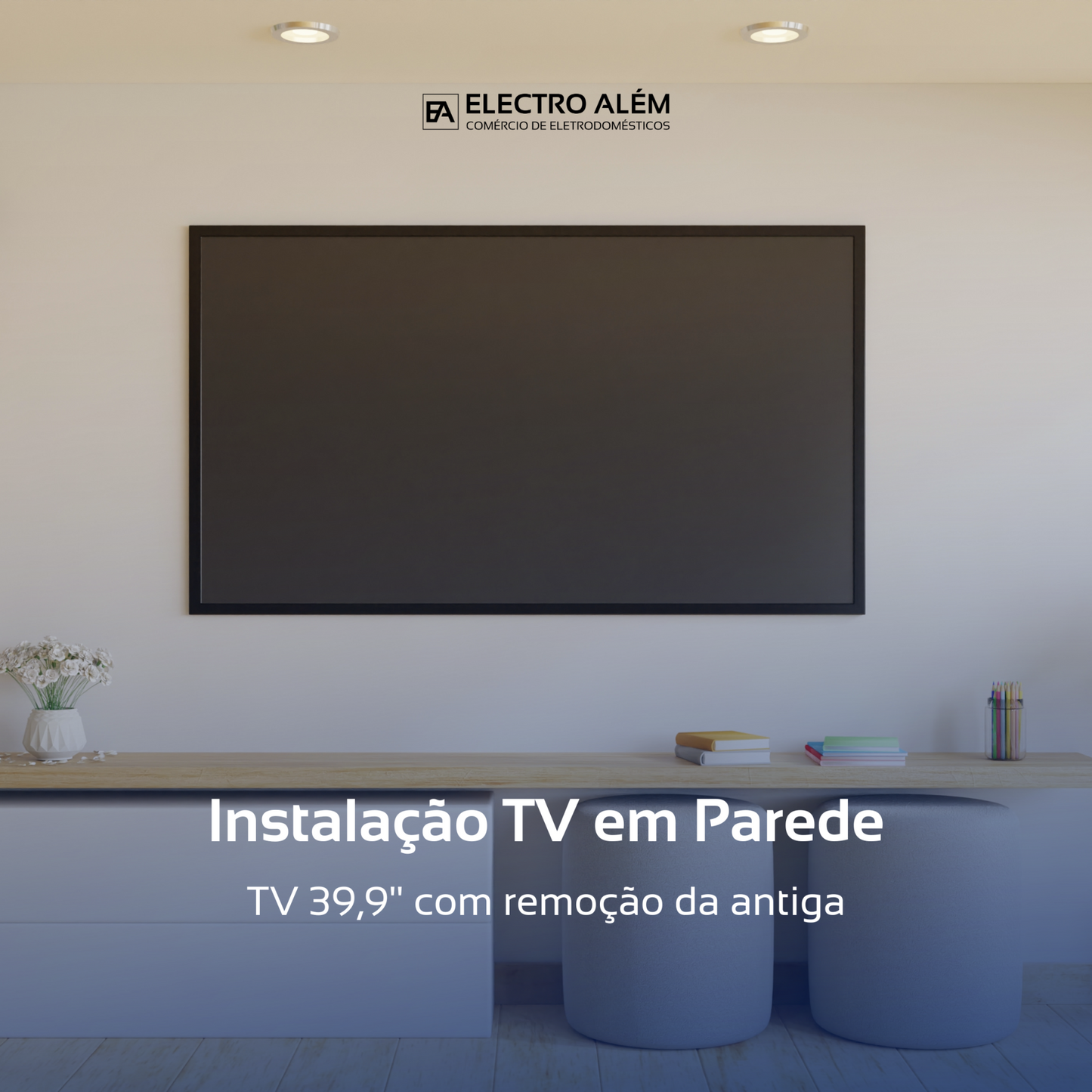 Instalação TV em Parede 39,9" com remoção da antiga