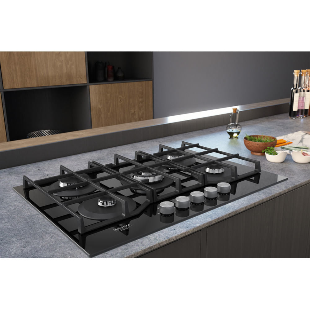 Hotpoint HAGS 72F/BK Preto Encastre 73 cm Gás 5 zona(s)