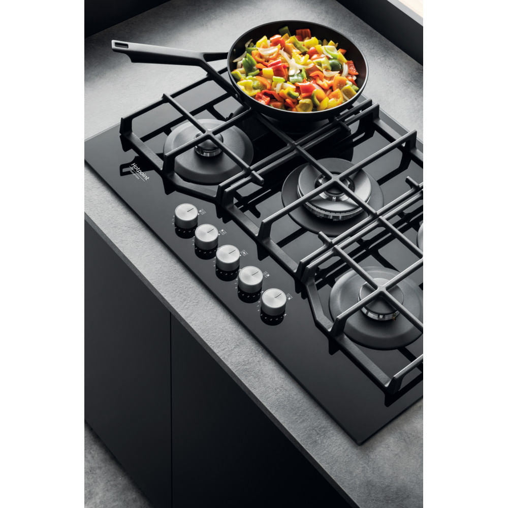 Hotpoint HAGS 72F/BK Preto Encastre 73 cm Gás 5 zona(s)