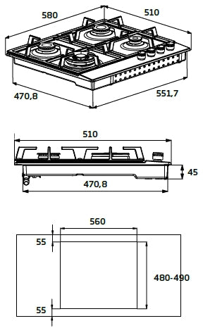 Beko HIAW 64225 SX Aço inoxidável Encastre Gás 4 zona(s)