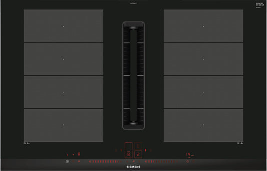 Siemens iQ700 EX875LX67E placa Preto, Aço inoxidável Encastre 80 cm Placa com zona de indução 4 zona(s)