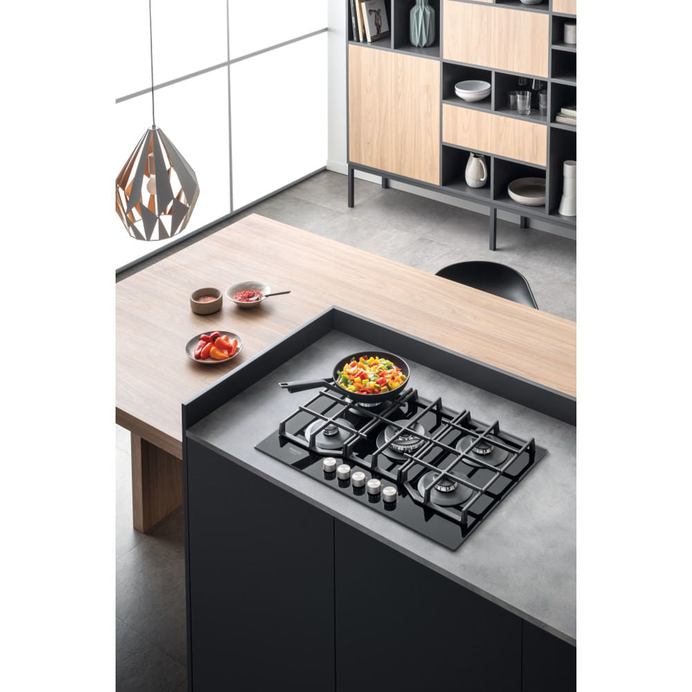 Hotpoint HAGS 72F/BK Preto Encastre 73 cm Gás 5 zona(s)