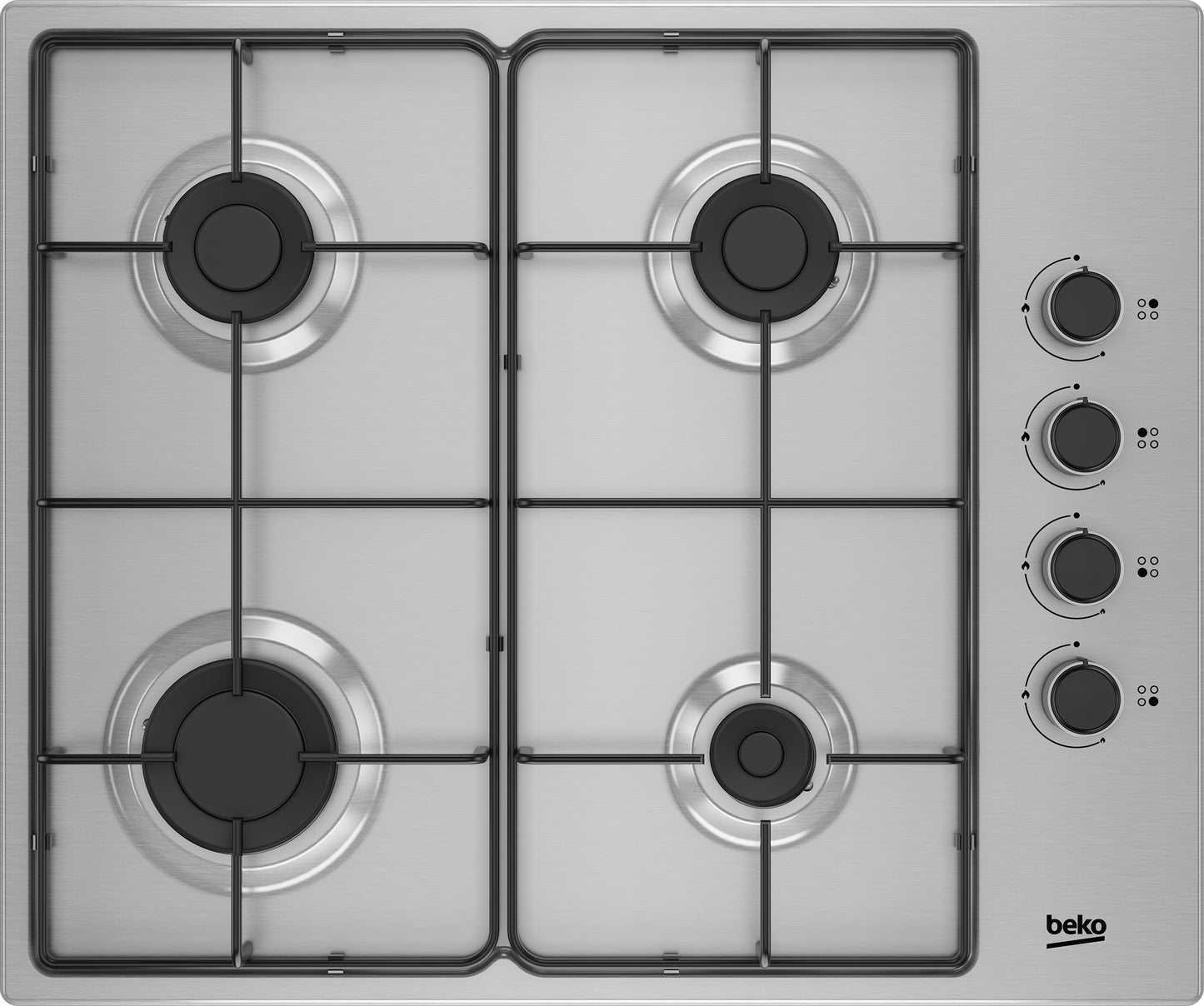 Beko HIGG 64103 SXL placa Preto, Aço inoxidável Encastre 61 cm Gás 4 zona(s)