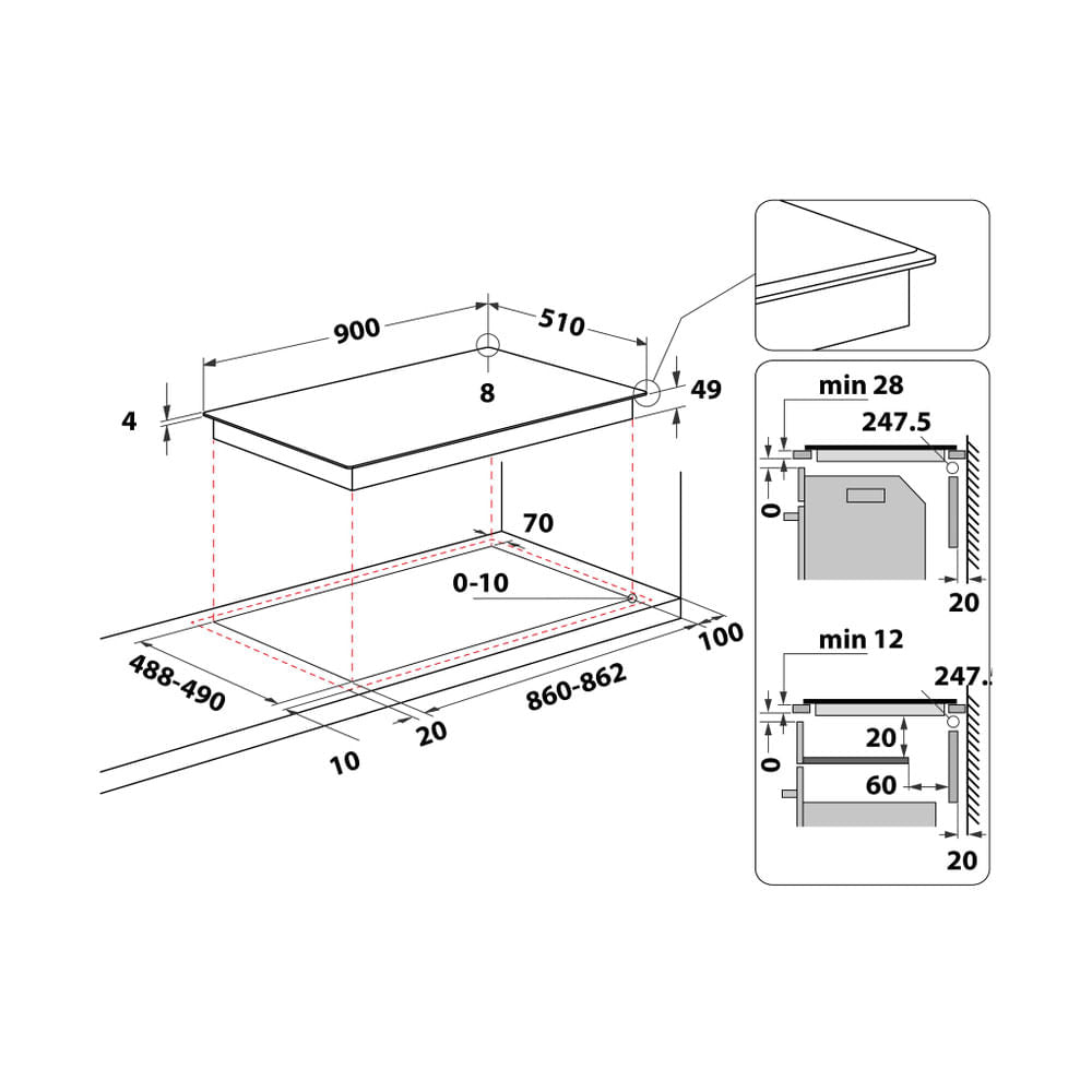 Hotpoint HT 1090 BA Preto Encastre 90 cm Placa com zona de indução 5 zona(s)