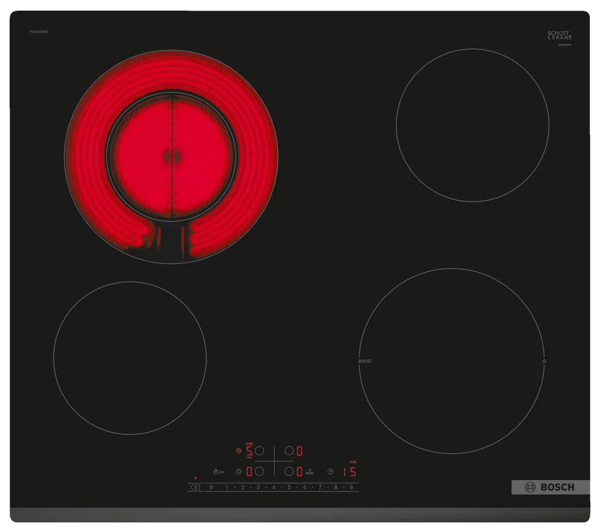 Bosch PKF631FP3E placa Preto Encastre 60 cm Cerâmica 4 zona(s)
