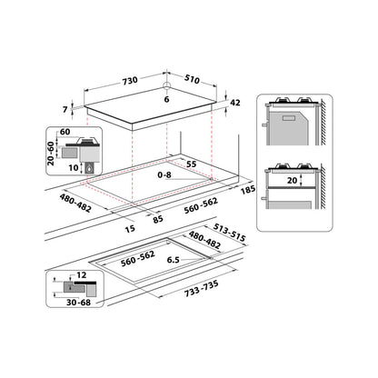 Hotpoint HAGS 72F/BK Preto Encastre 73 cm Gás 5 zona(s)