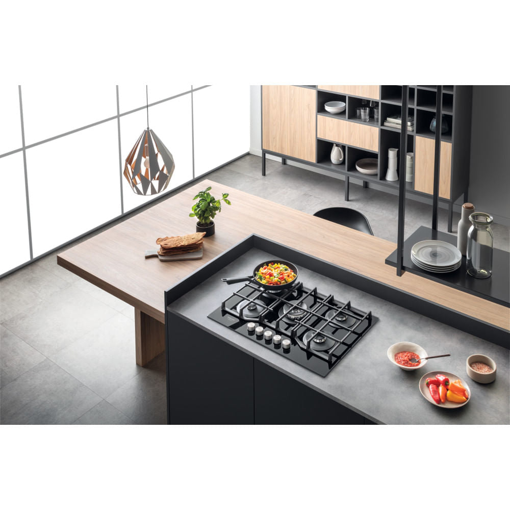 Hotpoint HAGS 72F/BK Preto Encastre 73 cm Gás 5 zona(s)